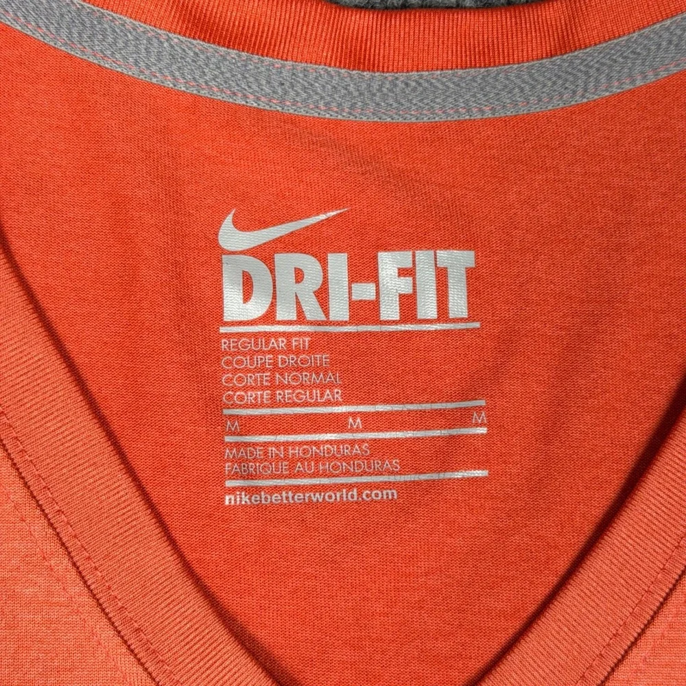 Nike Dri-FIT Womens V-Neck Short Sleeve Athletic T-Shirt Orange‎ Heather Medium